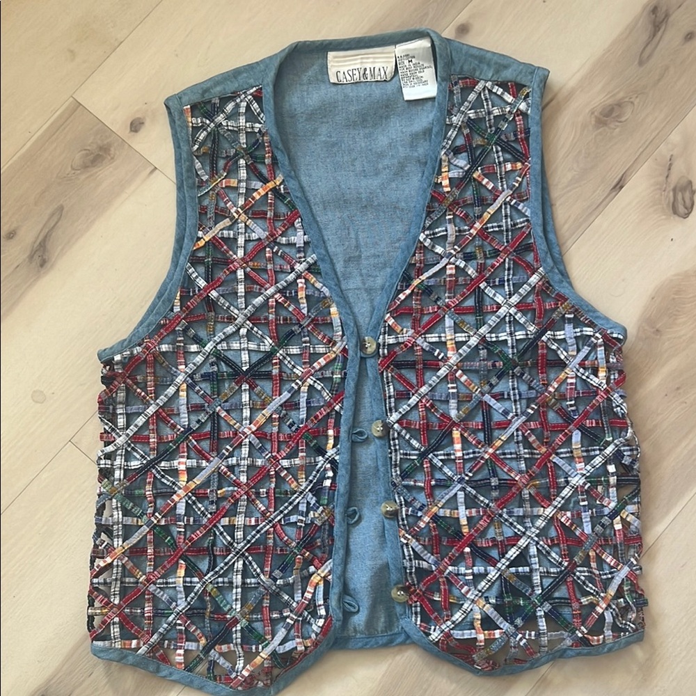 Vintage 90’s Casey & Max Multicolor Patchwork Vest